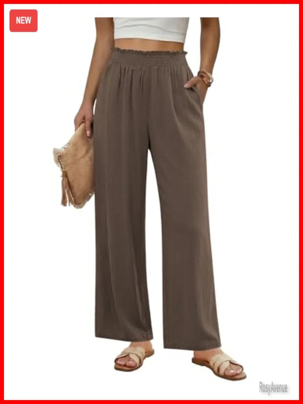 Wide Leg Linen Pants High Waisted Paper Bag Palazzo Summer Beach Casual
